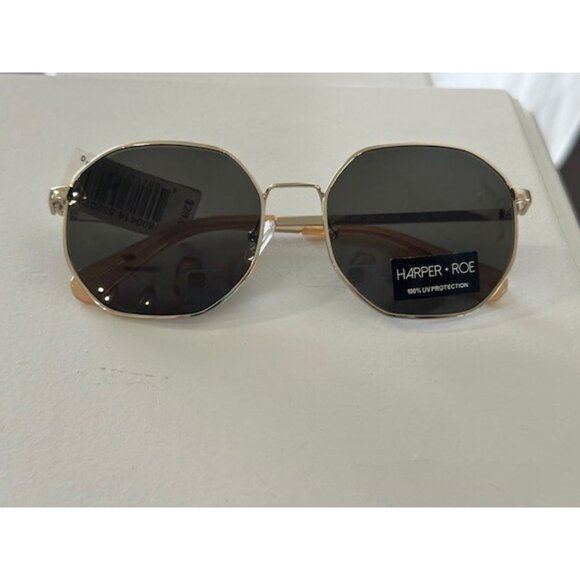 HARPER + ROE Rx’able Sunglasses Shiny Light Gold HR3003 56-18-139 Wire Geometric - Picture 11 of 11